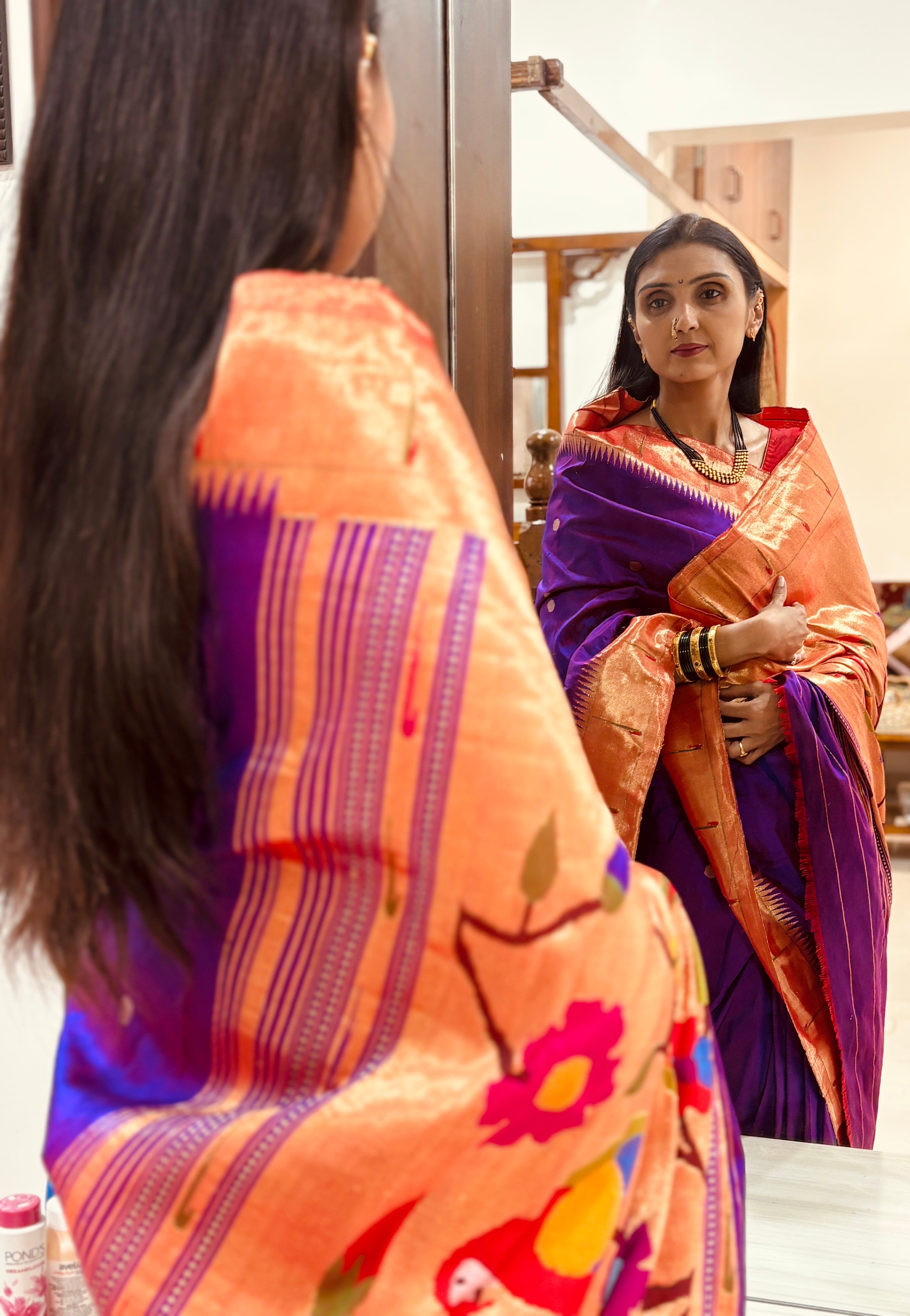 Royal Purple Single munia Silk handloom Paithani | Festive look