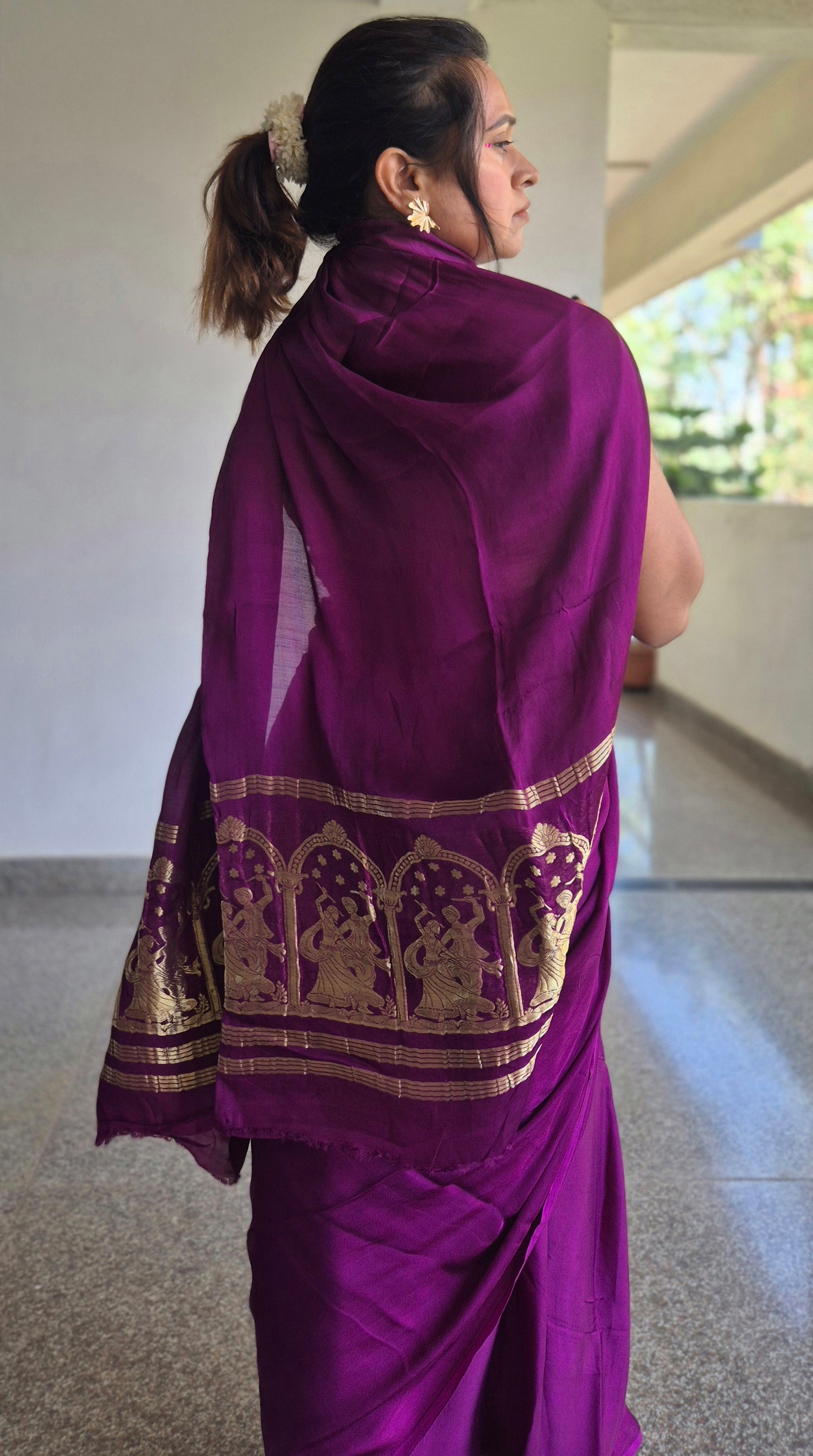 Royal Purple Modal Silk Saree | Baluchari‑Design Zari Pallu | Festive Collection