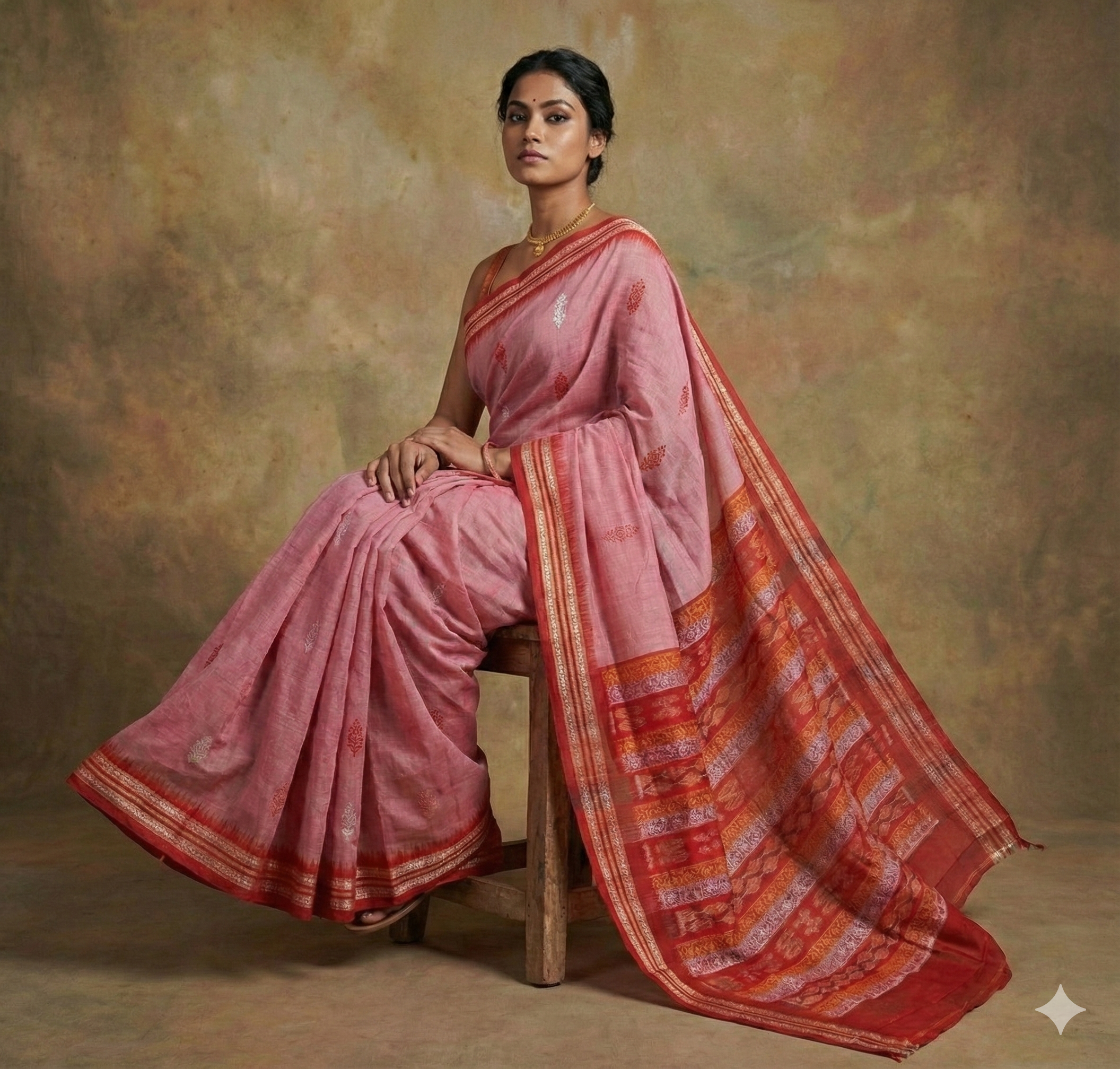 Bomkai Cotton Saree in Rose Pink | Authentic Odisha Handloom Saree