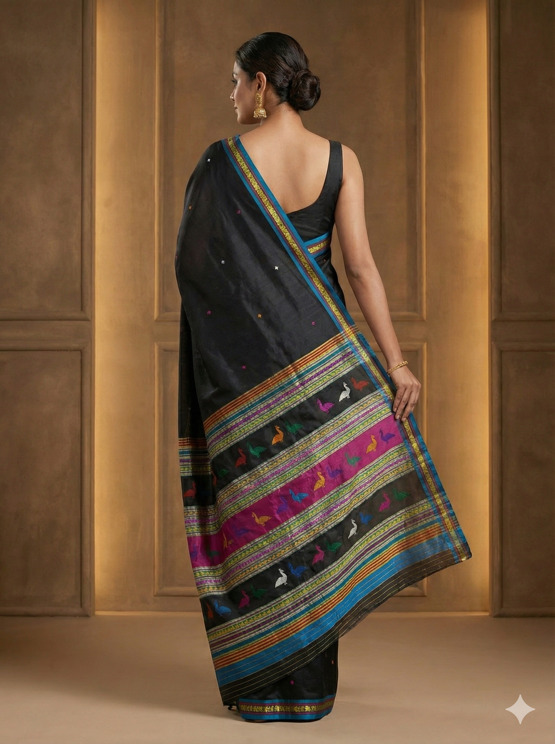 EXCLUSIVE Pasapalli Mulberry Pata Silk Saree – Heritage Checkered Ikat with Classic Anchal