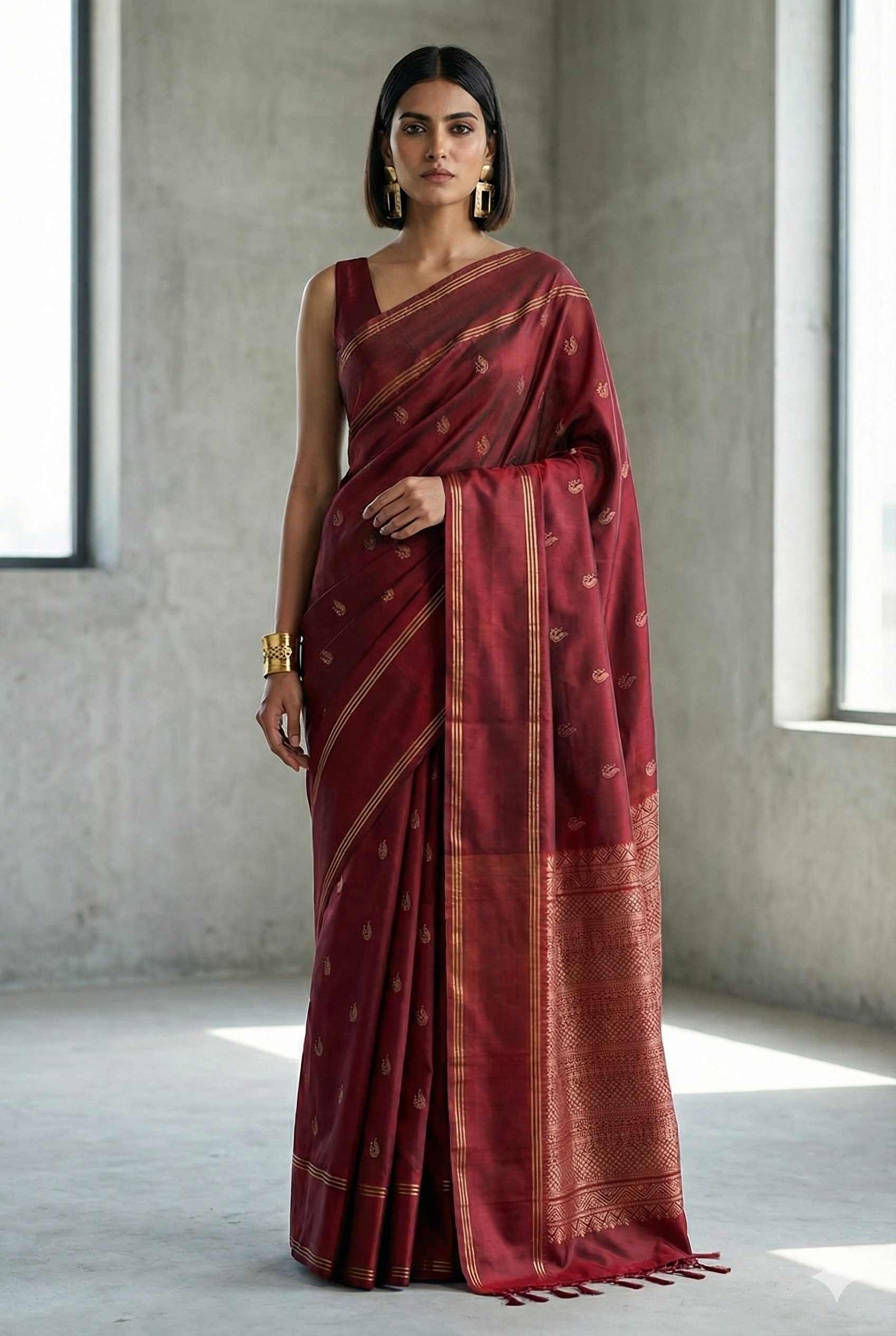 Regal Deep Maroon Kanjivaram Silk Saree "Where Vibrant Hues Meet Divine Craftsmanship"