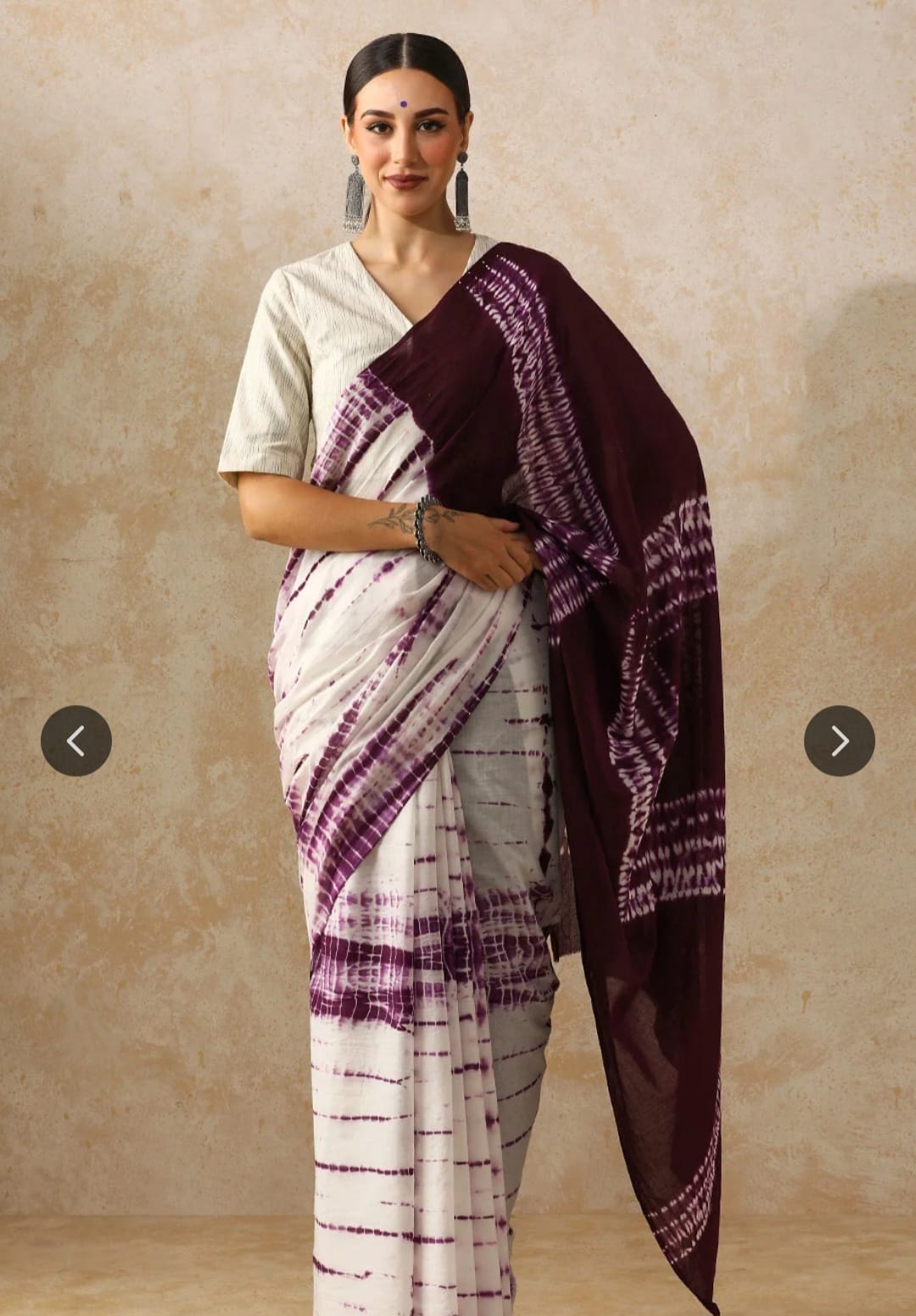 White & Purple Shibori Mul Cotton Saree - The 'Orchid Mist' Edition