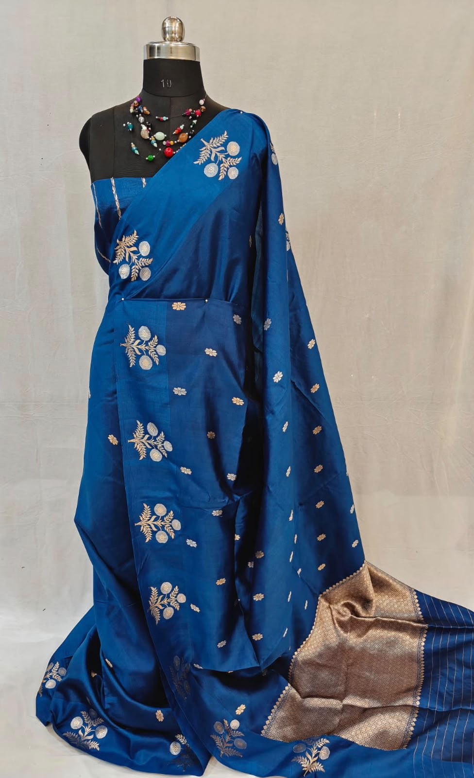 Authentic Raw Mango Rich Blue Banarasi Silk Saree | Pure Handloom Gold Zari