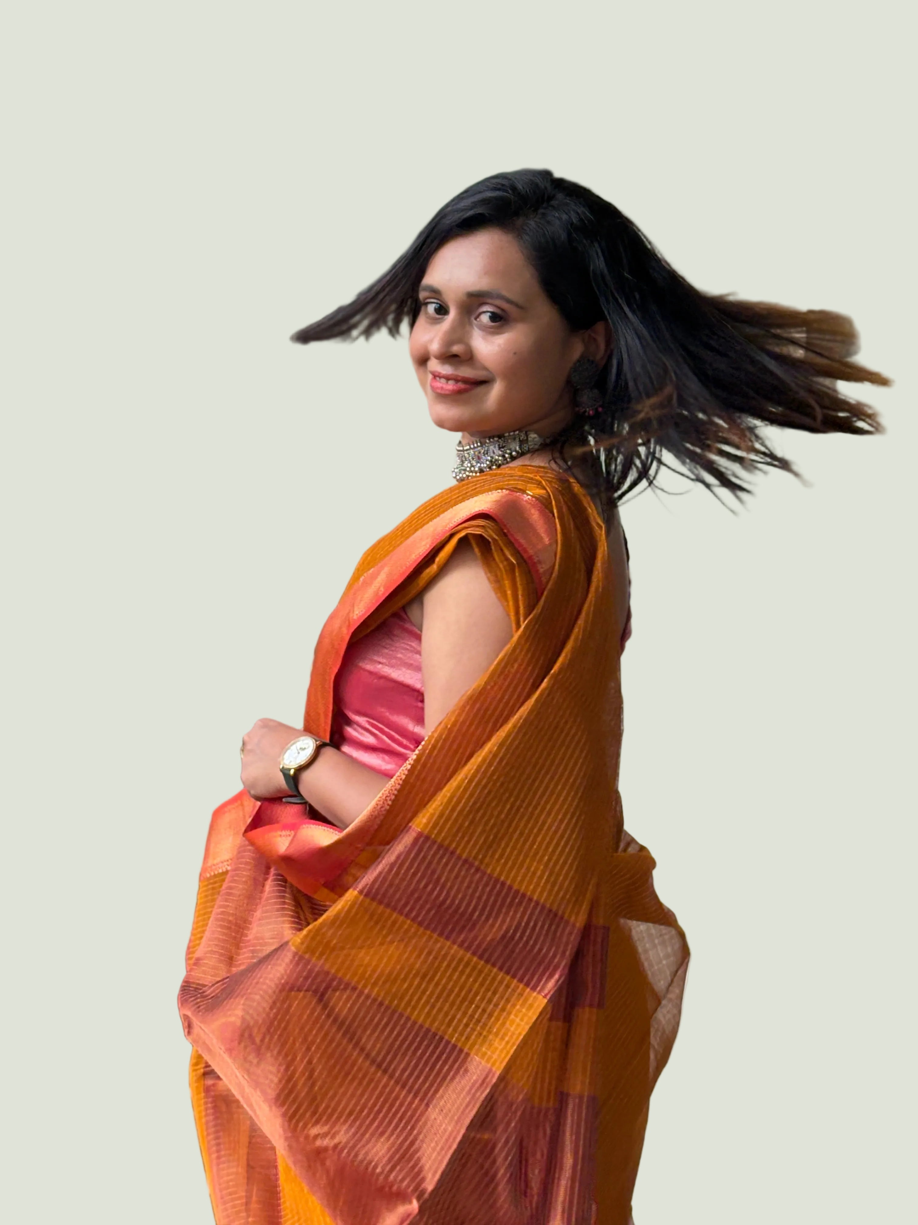Authentic Deep Yellow Handloom Maheshwari Silk Cotton Saree with Golden Zari | SUTA-SAGA