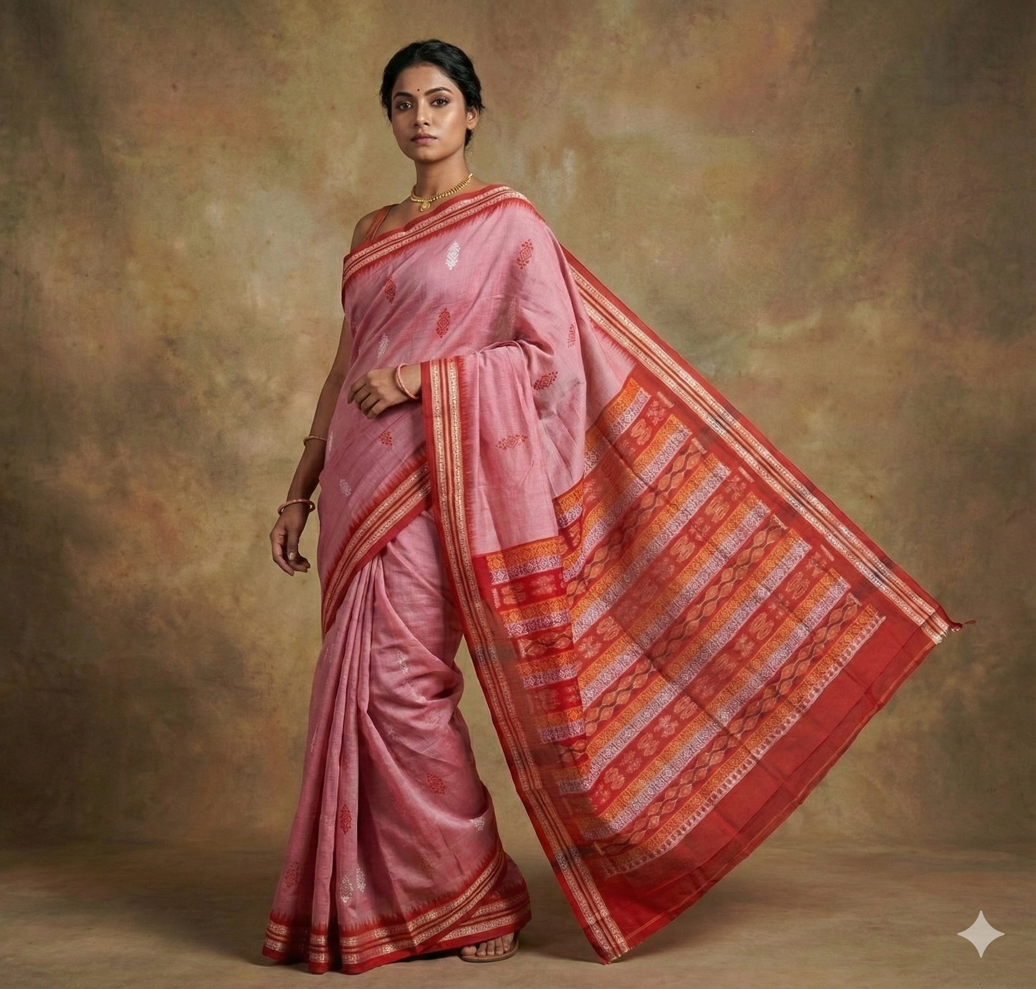 Bomkai Cotton Saree in Rose Pink | Authentic Odisha Handloom Saree