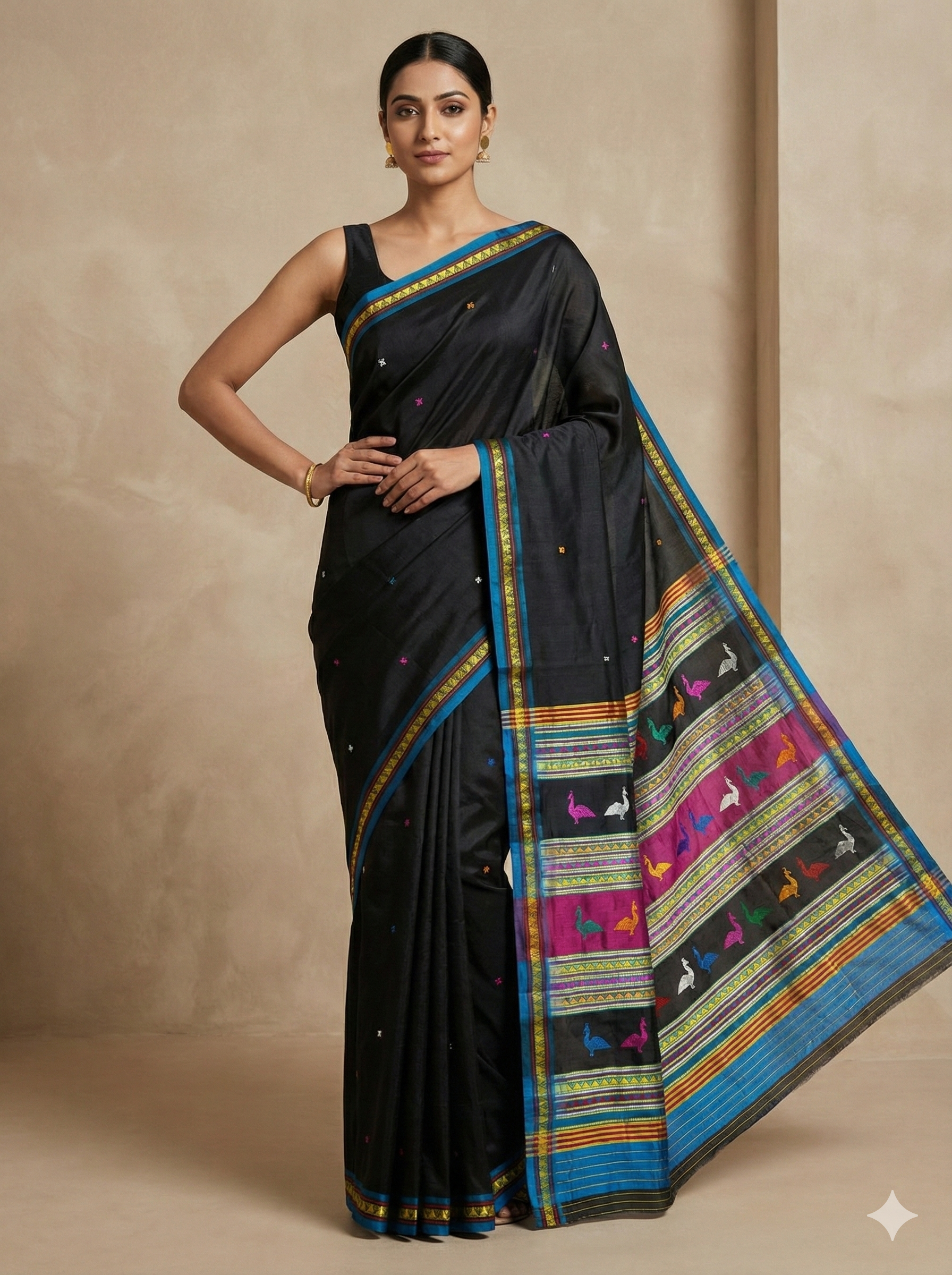 EXCLUSIVE Pasapalli Mulberry Pata Silk Saree – Heritage Checkered Ikat with Classic Anchal