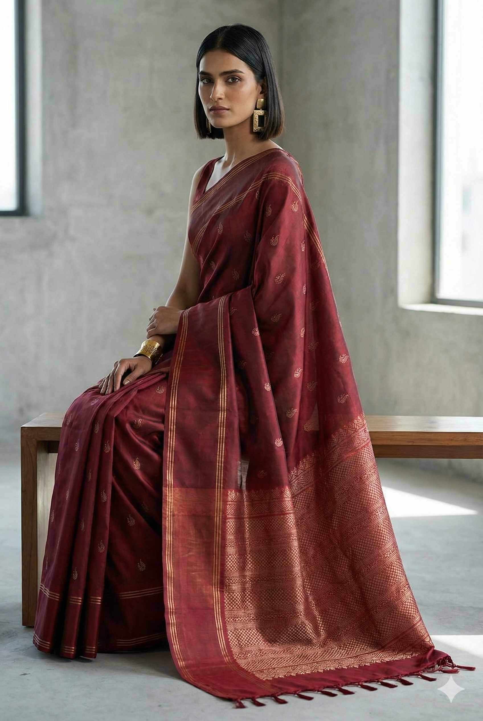 Regal Deep Maroon Kanjivaram Silk Saree "Where Vibrant Hues Meet Divine Craftsmanship"