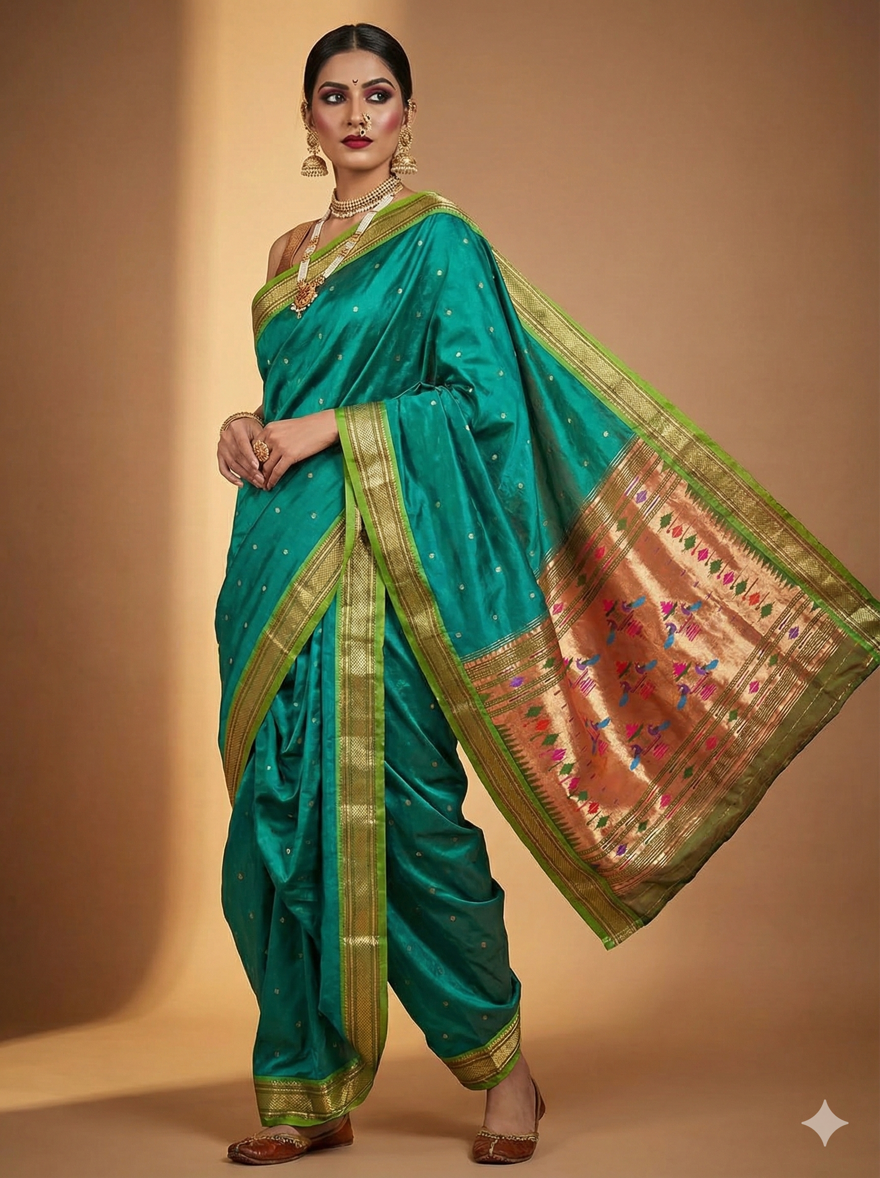 Emerald Green silk Paithani Saree – A Royal Maharashtrian Legacy