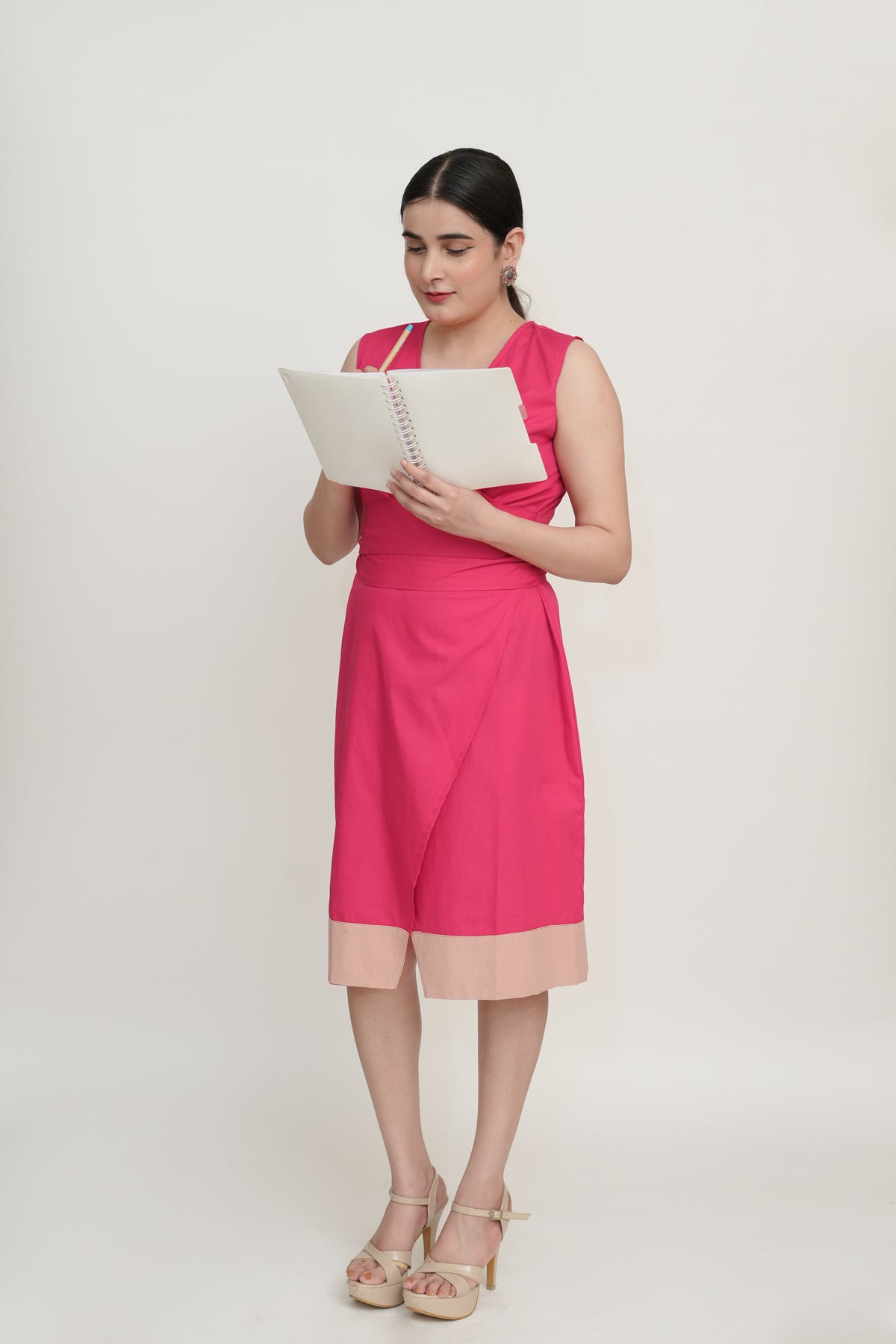 Pink Poplin cotton Wrap Dress