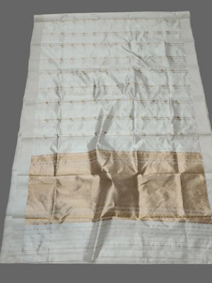 Fabric with a grid pattern on a white background