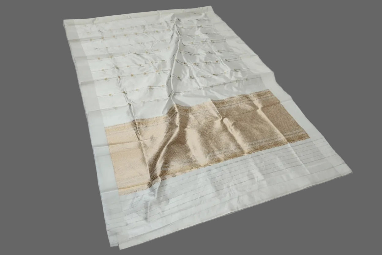 Folded fabric with a pattern on a white surface