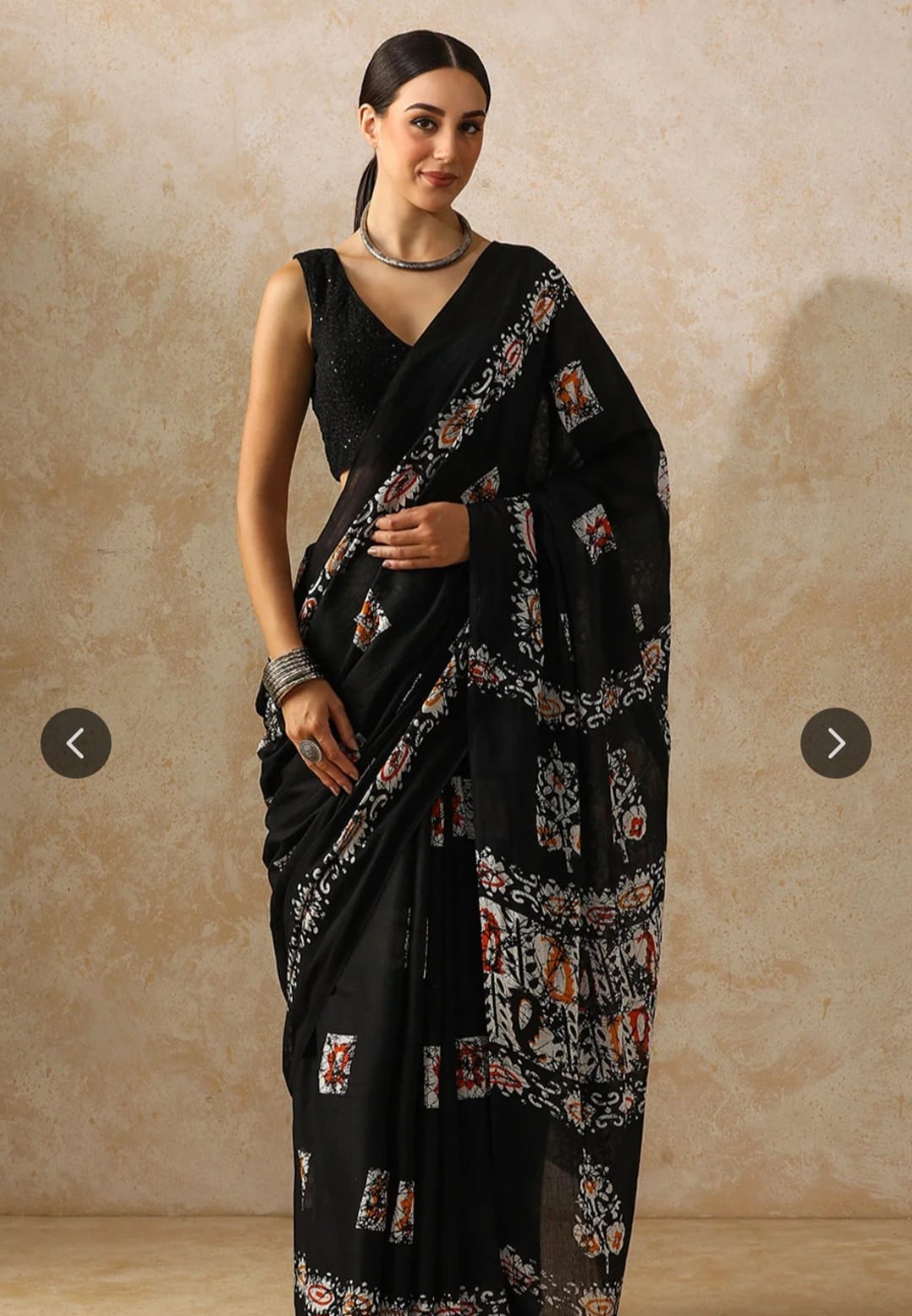 Black Mul Cotton Saree - The 'Boho-Night' Edition