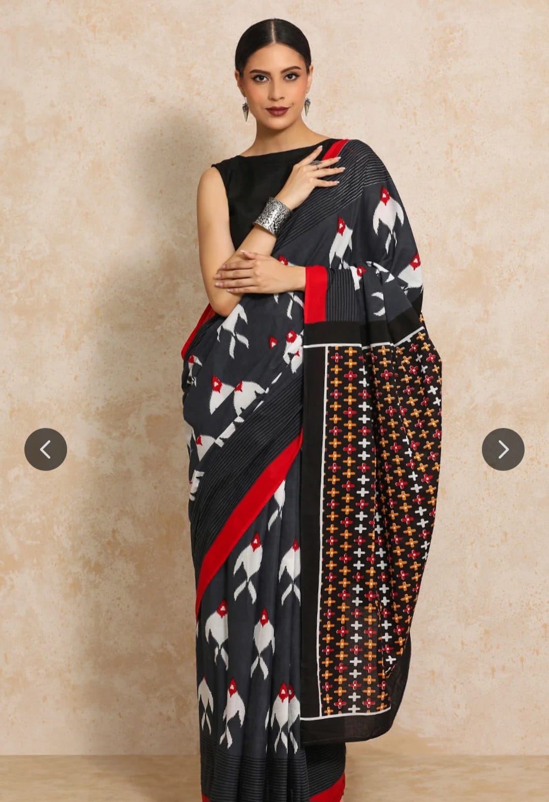 Grey Mul Cotton Saree - The 'Charcoal Heritage' Edition