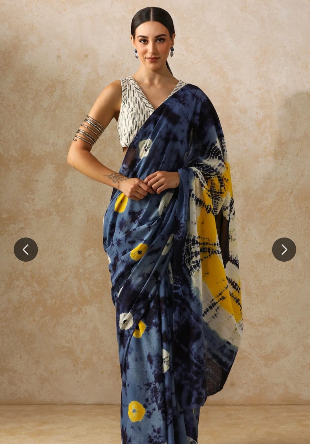 Denim Blue Mul Cotton Saree-The 'Boho-Pop' Edition