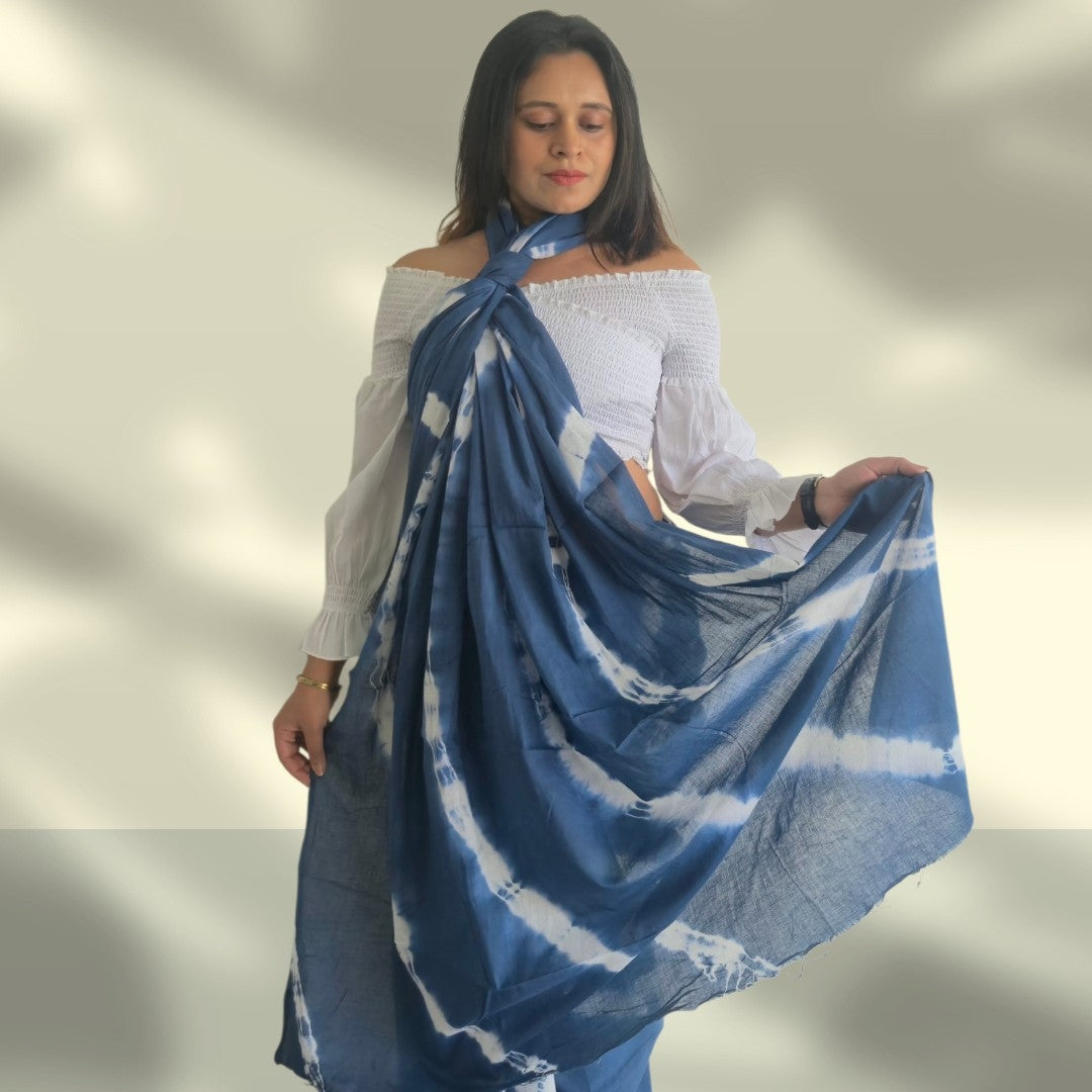 Midnight Blue Mulmul Saree - The "Indigo Classic" Vibe